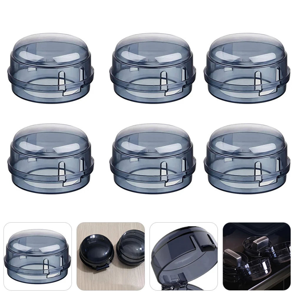 

6 Pcs Switch Cover Baby Proof Lock Home Stove Knob Black Safety Mask Gas Shield Protection Cooker Protector Kitchen Guard Knobs