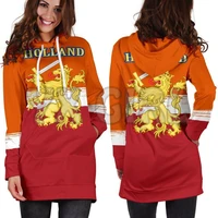 yx girl netherlands lion special 3d printed hoodie dress novelty hoodies women casual long sleeve hooded pullover tracksuit