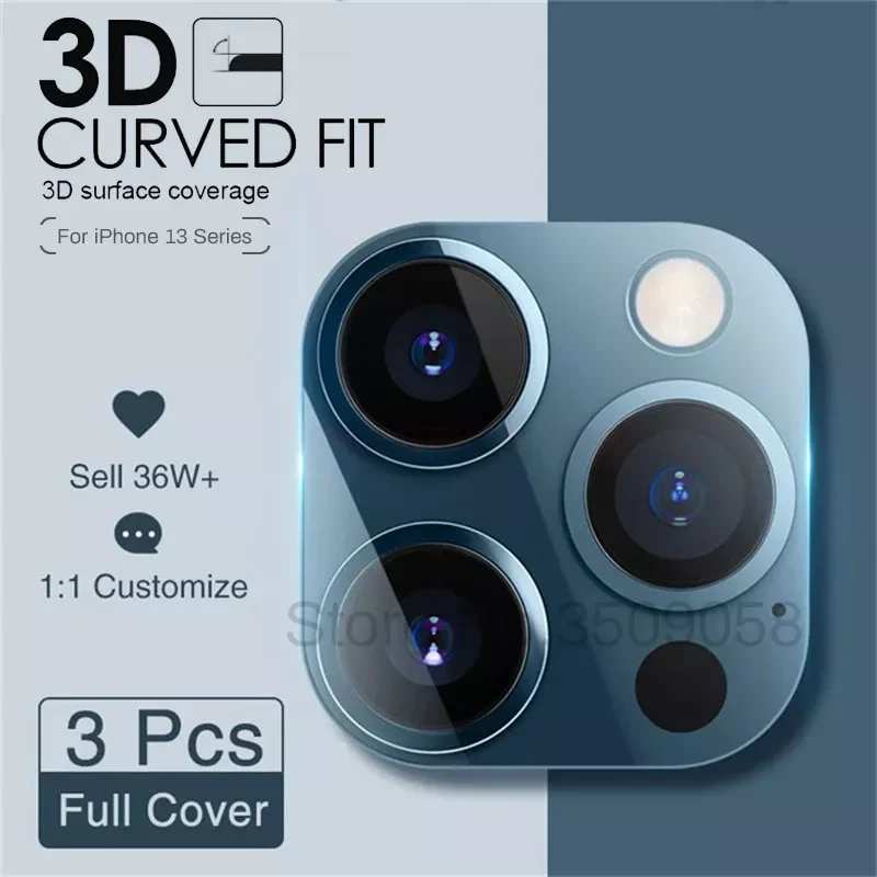 

3PCS 3D Curved Tempered Glass Camera Protector Cover For Iphone 13 Pro Max Lens Protection Case Iphone13 ProMax Mini Coque Funda