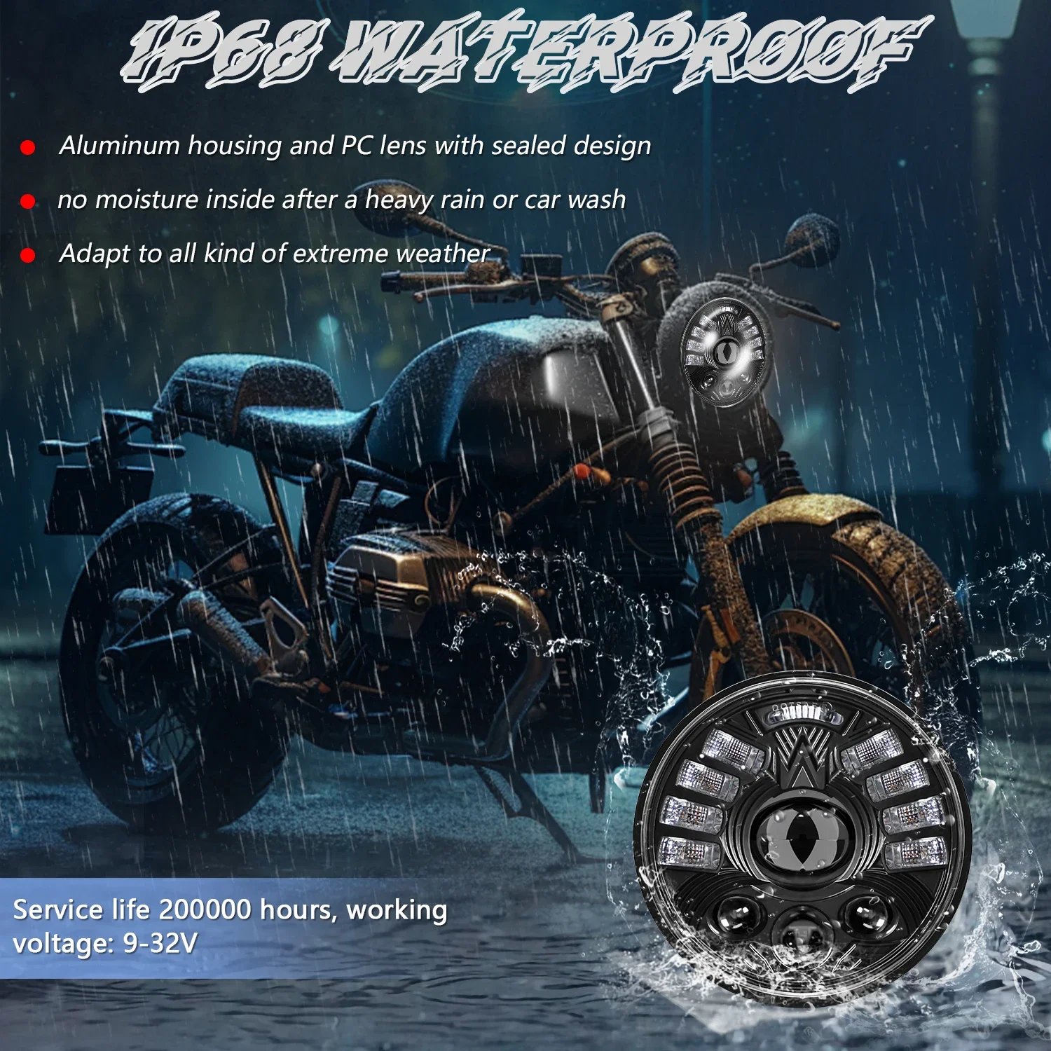 MONDEVIEW R17 H4 5 75 Faretto del motociclo 38000LMembali di marcia diurna Blu matrice 380Wembali di? dellɺutomobile