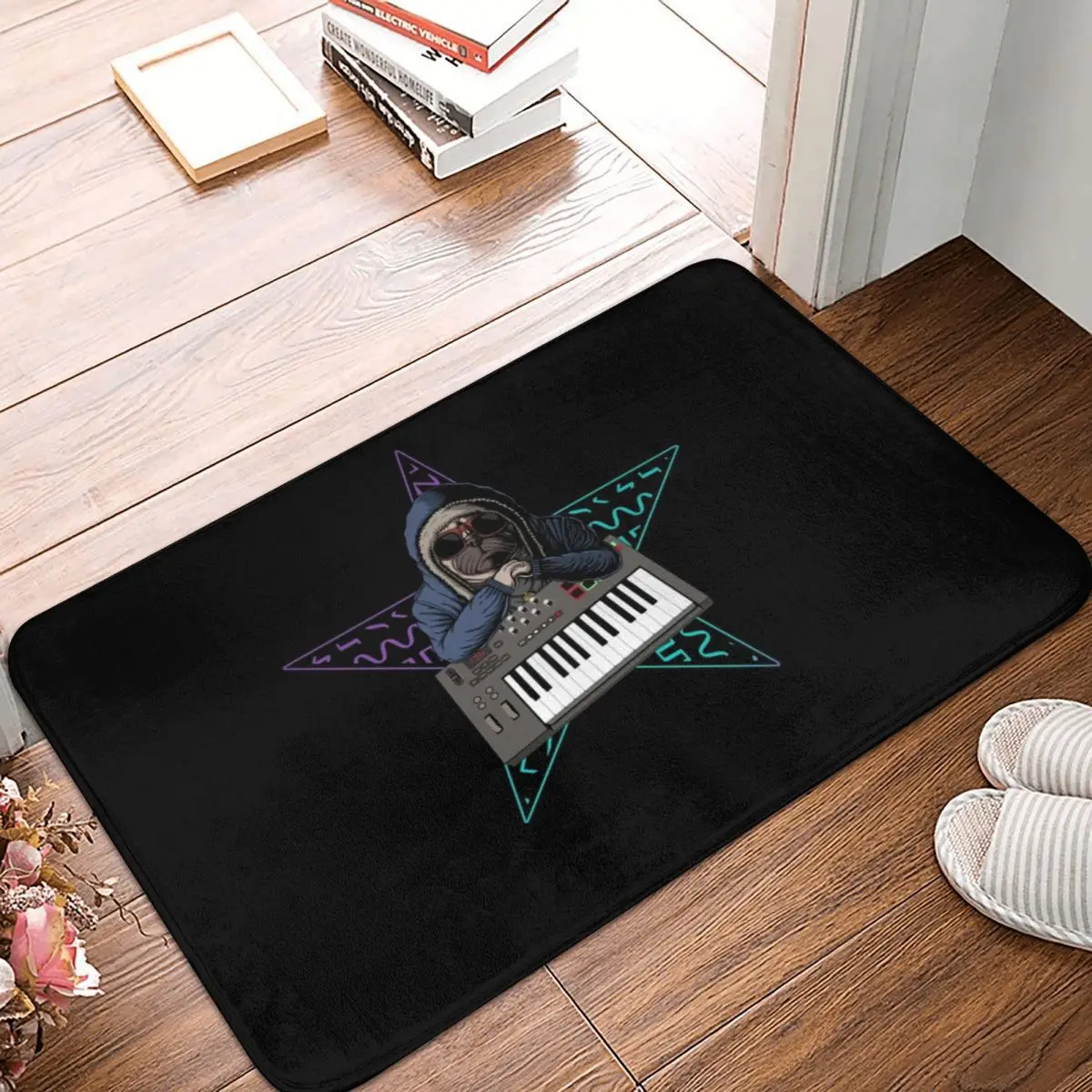 

Pug Synthesizer Analog Dog Lover Music Producer Bath Door Mat Rug Carpet Decor Entrance Living Room Home Kitchen Bedroom Cocina