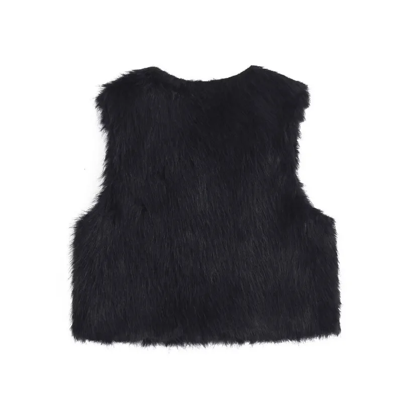 TRAF ZR стеганые жилеты зимние черные меховые куртки без рукавов женская осенняя