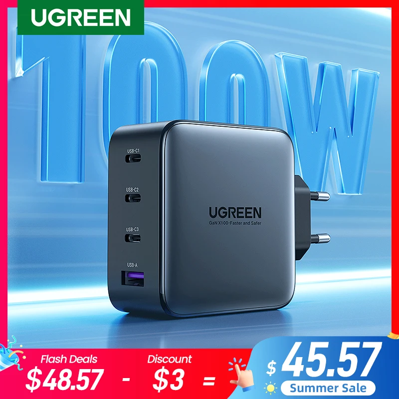 UGREEN USB Charger 100W GaN Charger for Macbook tablet Fast Charging for iPhone Xiaomi USB Type C PD Charge for iPhone 13 12 11
