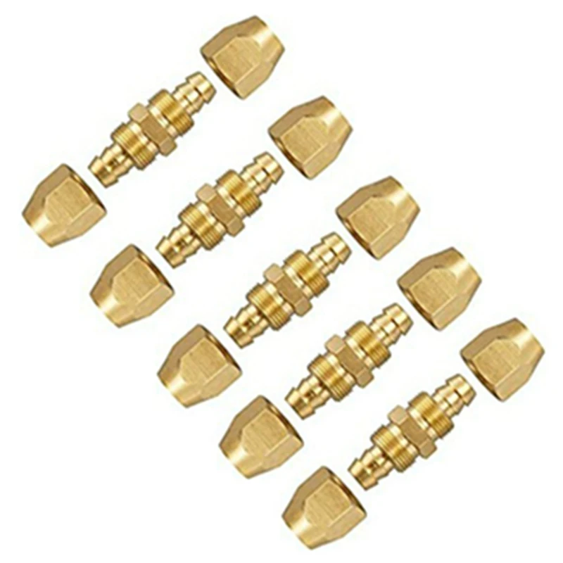 

Brass Pneumatics Reusable Replacement Fitting 1/4Inch ID Hose X 1/4Inch ID Hose(1/4Inch Barb)Repair Fitting 5 Pcs