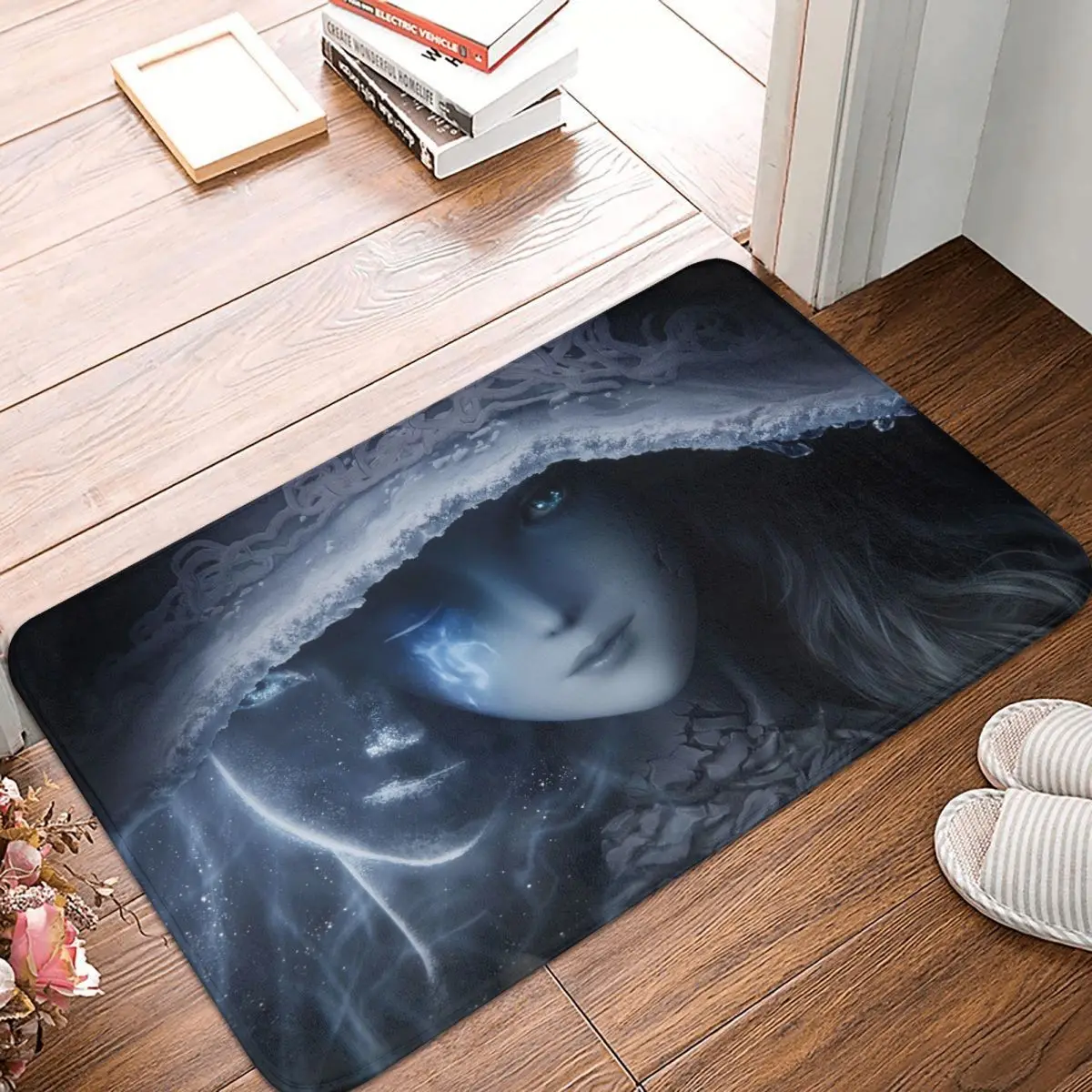 

Игровой коврик Elden в виде кровавого волка с кольцом, нескользящий кухонный коврик, коврик с голубыми глазами для маления, коврик для прихоже...