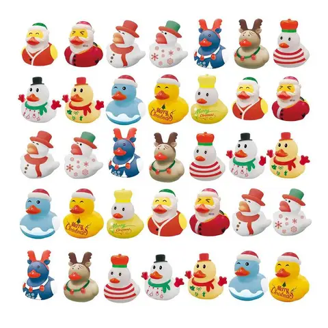 Рождественские резиновые утки, мультяшная Рождественская утка, игрушка для ванны, веселая утка, Игрушки для ванны, подарок для детей, мальчиков и девочек, рождественские детские сувениры