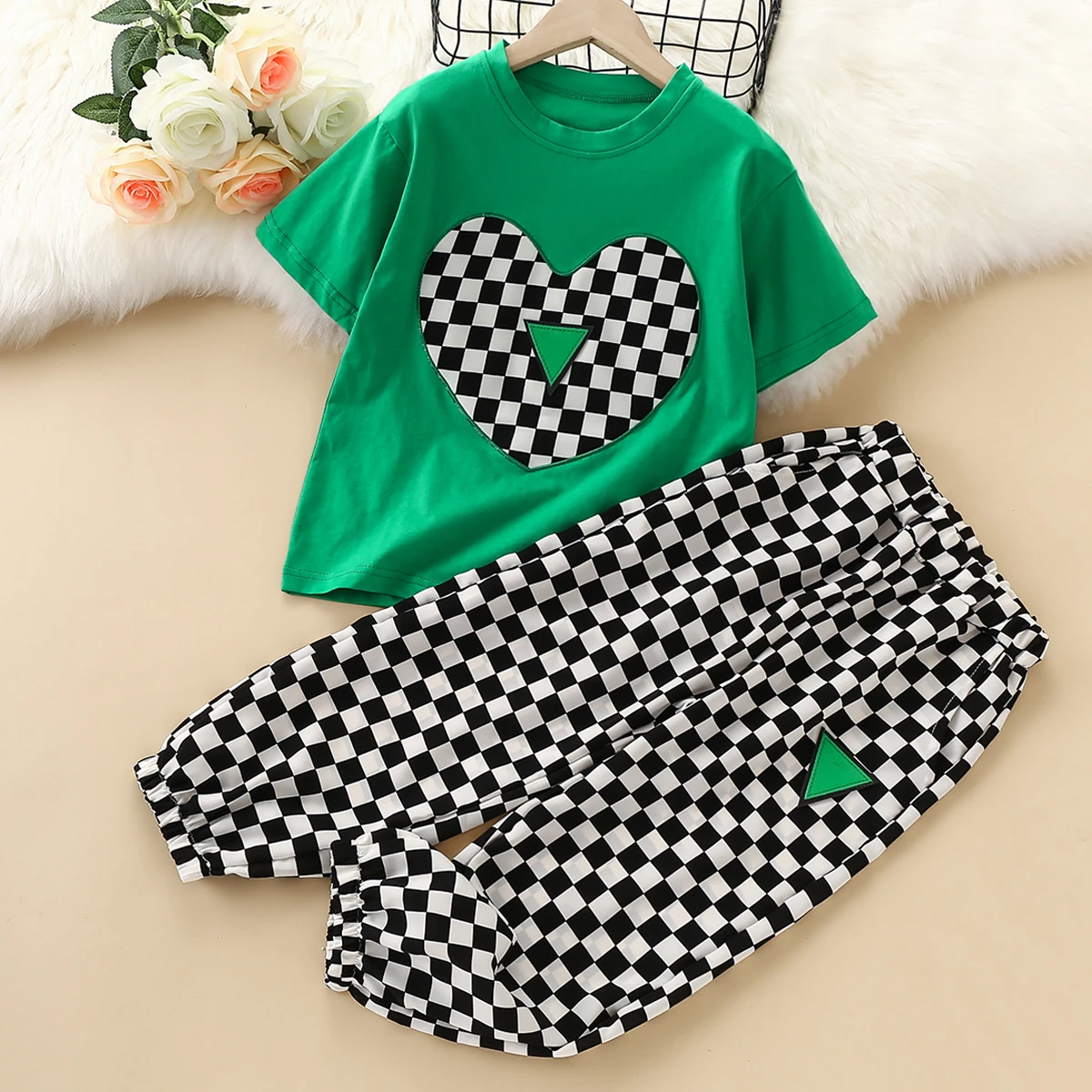 

Kids Summer Sports Outfits Sets for Girls Suits Baby Shirts & Pants Teenagers Clothing Plaid Children Costumes 4 6 8 10 11 Years