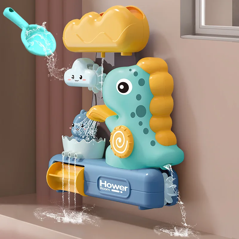 

Cartoon Dinosaur Baby Bath Toys Animal Sprinkler Waterwheel Water Spray Toy Bathroom Bathing Bathtub Shower Game for Kids Gift