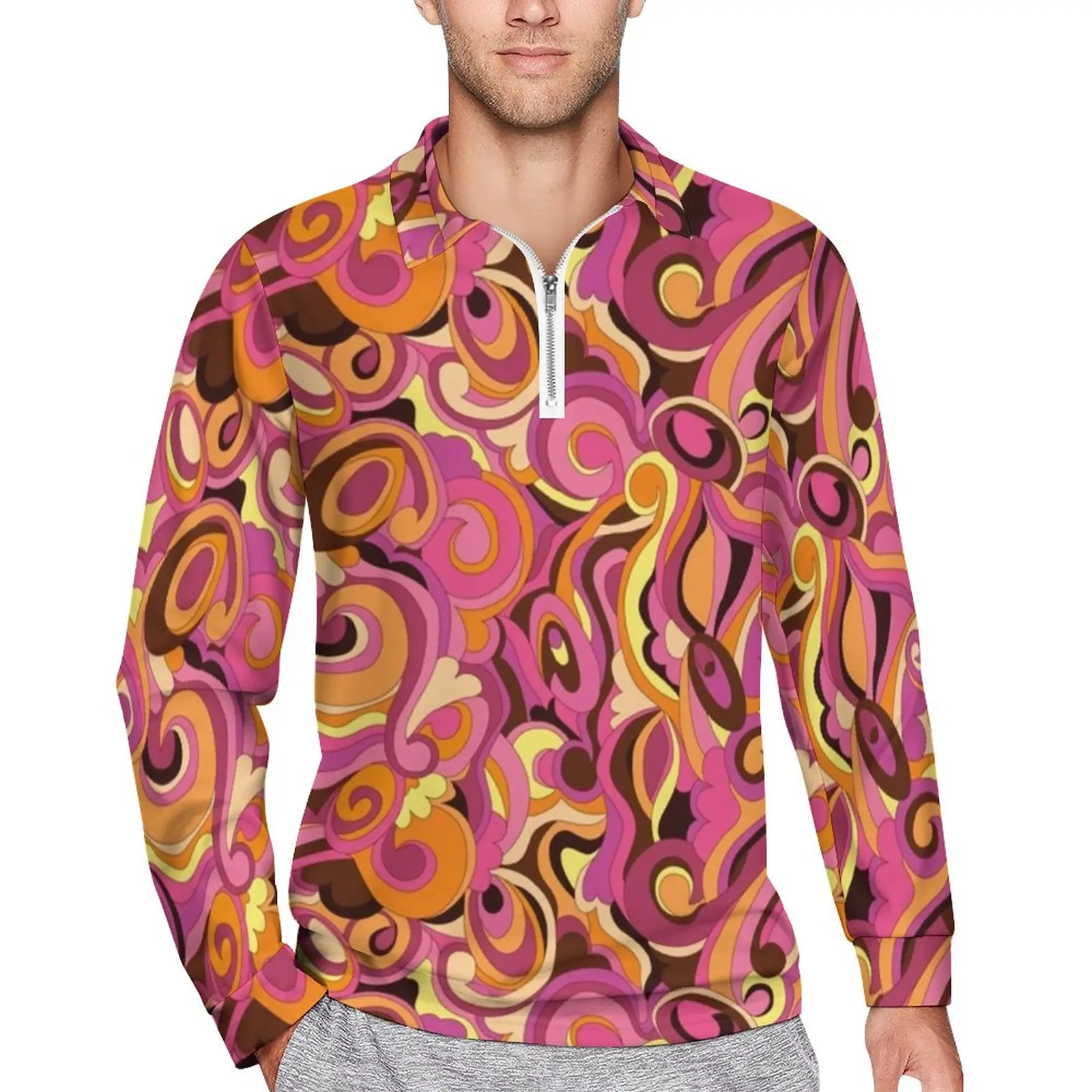 

Psychedelic Dream Casual T-Shirts Colorful Liquid Print Polo Shirt Male Stylish Shirt Spring Long Sleeve Design Tops Big Size