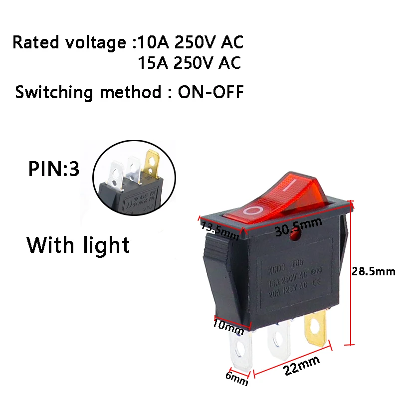 

Кулисные переключатели KCD3 5 шт.