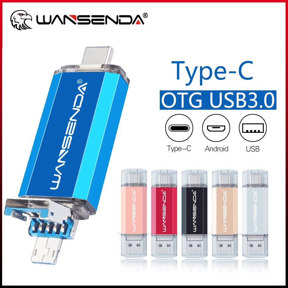 

WANSENDA OTG USB флеш-накопитель, 32 Гб 64 ГБ 3,0 Гб 128 ГБ 256 ГБ 512 ГБ