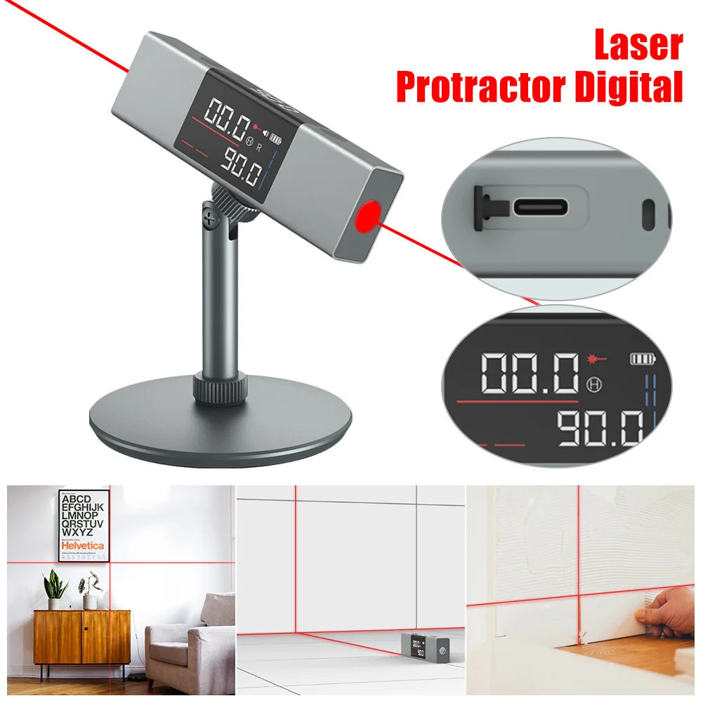

Laser Protractor Digital Inclinometer Angle Measure Tools Single/Dual Laser Level Ruler With LED Screen Laser Angle Meter