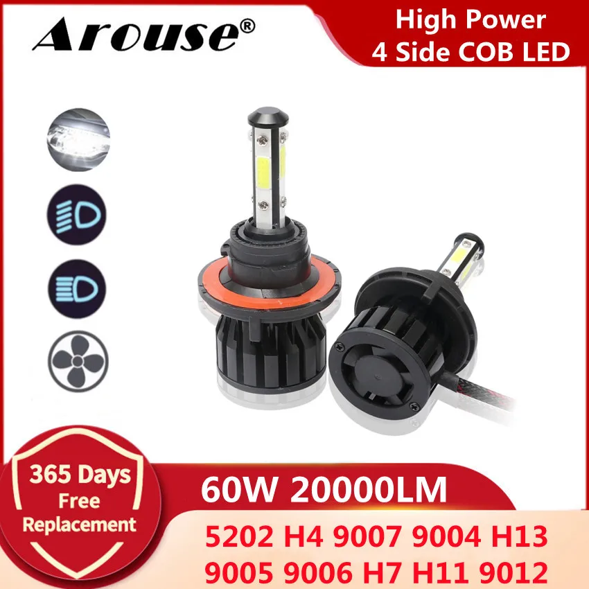 

H13 9008 светодиодный Автомобильные фары ближнего и дальнего света H4 H7 Led Canbus H11 автомобисветодиодный светодиодные лампы головного света 60 Вт ...