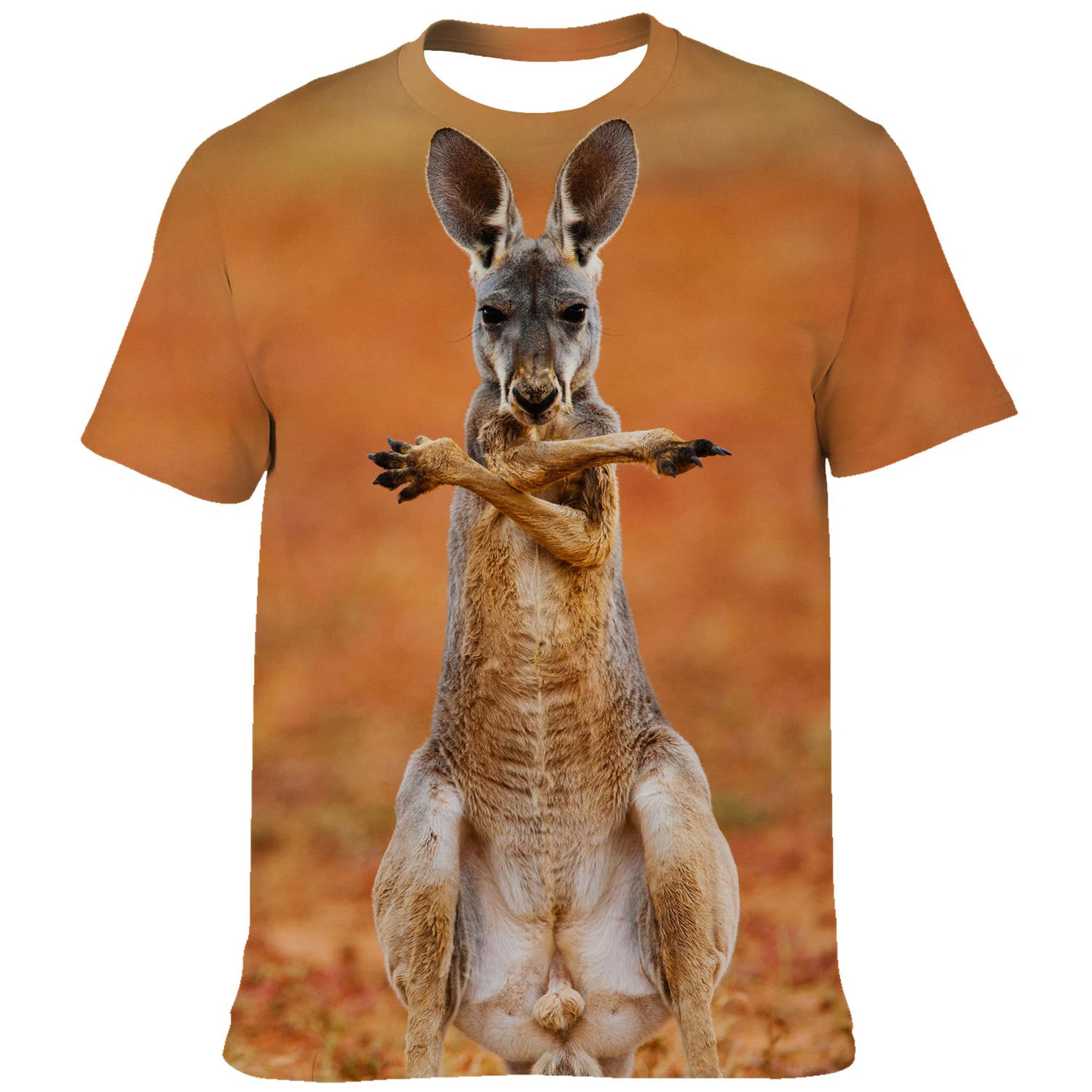 

Лето 2023, мужской/женский Мягкий Топ с 3D-принтом в виде джунглей, кенгуру, Забавный модный летний топ с коротким рукавом