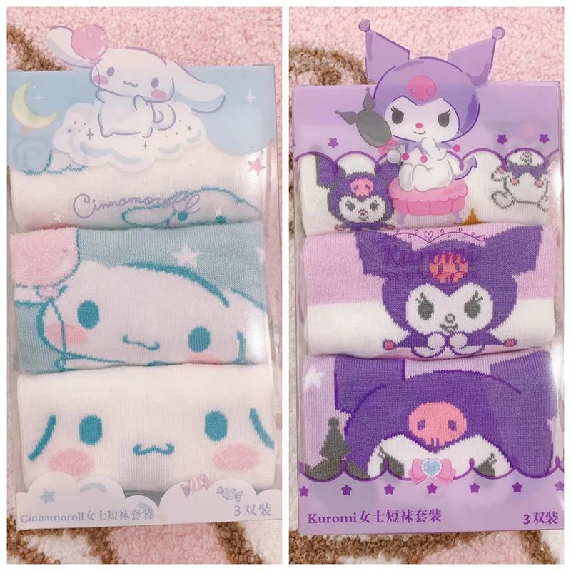 

Kawaii Sanrio Kuromi Socks Cinnamoroll My Melody Anime Cute Student Summer Thin Comfortable Movement Socks Toys For Girls
