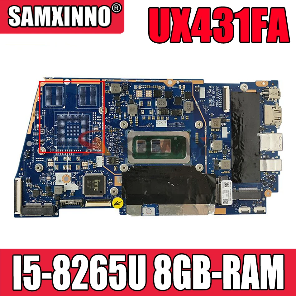 

Материнская плата для ноутбука UX431FA/FN для ASUS ZenBook-14 UX431FA UX431FN UX431F, оригинальная материнская плата 8GB-RAM I5-8265U GM