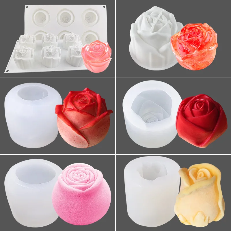 

Rose Mousse Cake Mould Whiskey Cola Milk Tea Ice Cream Ball Silicone Mould DIY Handmade Soap Mould Mold Kitchen Baking Tools