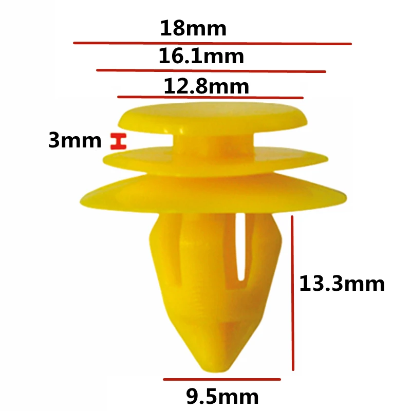 

20 шт. для 9,5 мм отверстия, фиксатор обшивки двери автомобиля, крепежные зажимы, автозащитная панель, фиксатор колеса, бровей, пряжка D33