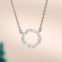huitan 2022 hot round pendant necklace for women brilliant crystal cz stone fashion versatile wedding eternity jewelry wholesale