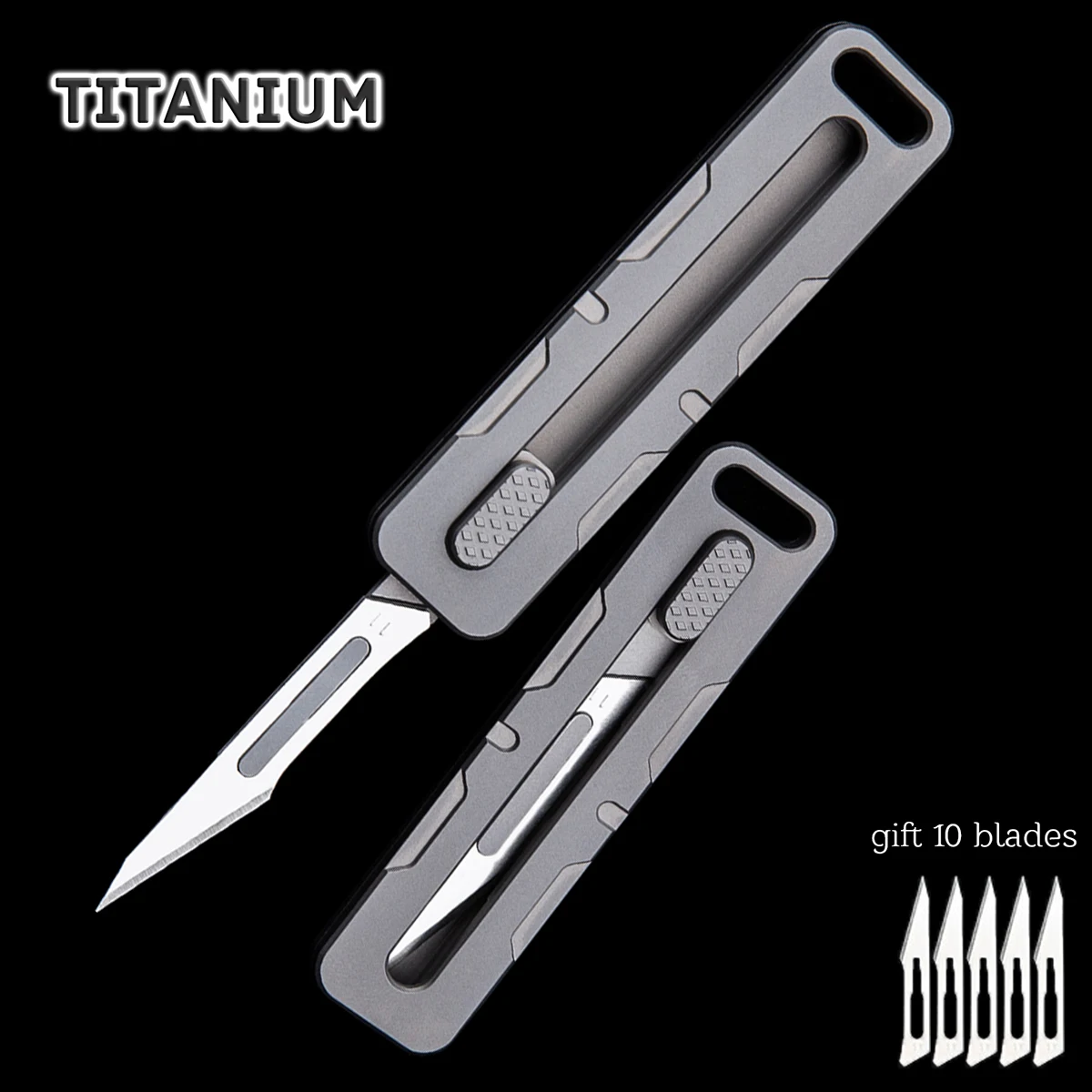 Titanium Sliding Blade Knife EDC Utility Key Knife Small Tool For Cutting Paper And Opening Boxe