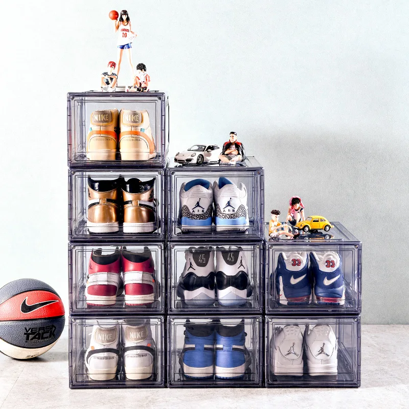 Органайзер для обуви прозрачная коробка хранения кроссовок стеллаж в сборе