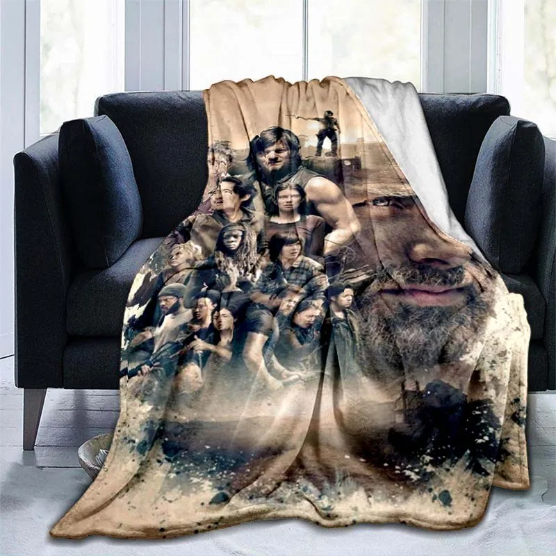 The Walking Dead Drama Soft Flannel Blanket Zombie Series Lightweight Thin Fleece Blanket Bedspread Sofa Couch Camping Cover