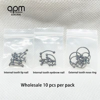 10pcs 18g16g g23 f136 titanium septum piercing nose ring body jewelry for women free shipping industrial piercing jewelry