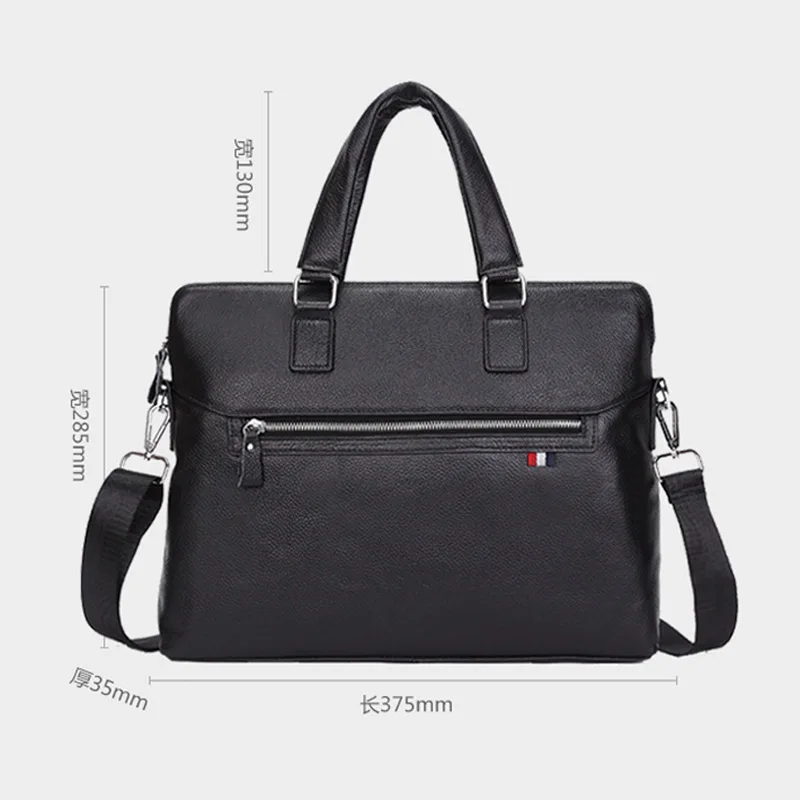 Business Cow Leather Men Briefcase Genuine Leather Handbag Casual Shoulder Messenger Bag Male Laptop Bag  Luxury File Bag