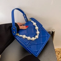 small flap crossbody messenger bag with pearl short handle 2022 womens designer pu leather handbag luxury shoulder side bag kaw