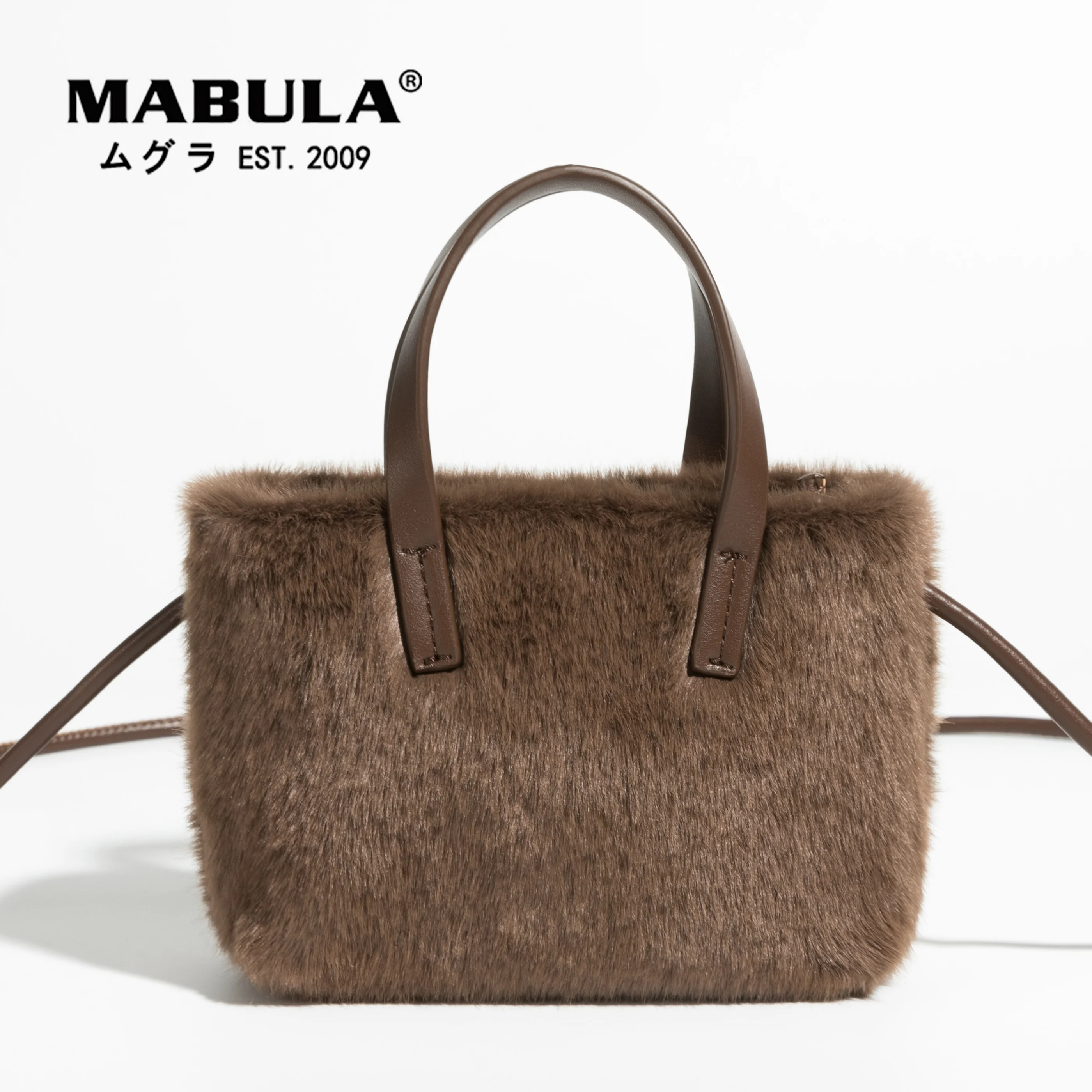 

Женский кошелек MABULA Trend, маленький серый кошелек из искусственного меха с верхней ручкой, зима 2022, съемный ремешок, сумка через плечо, модная ...