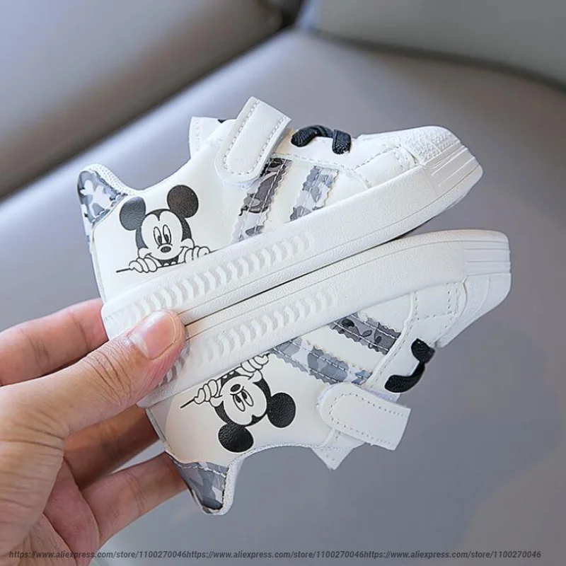 Disney White Casual Shoes For Baby Boy Girl Brand Children Sneaker Mickey Mouse Kids Sports Shoes Toddler Walking Shoes Size 25