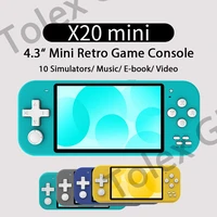 tolex x20mini 4 3inch ips retro video game console simulators support 128bit games portable handheld game player free earphone