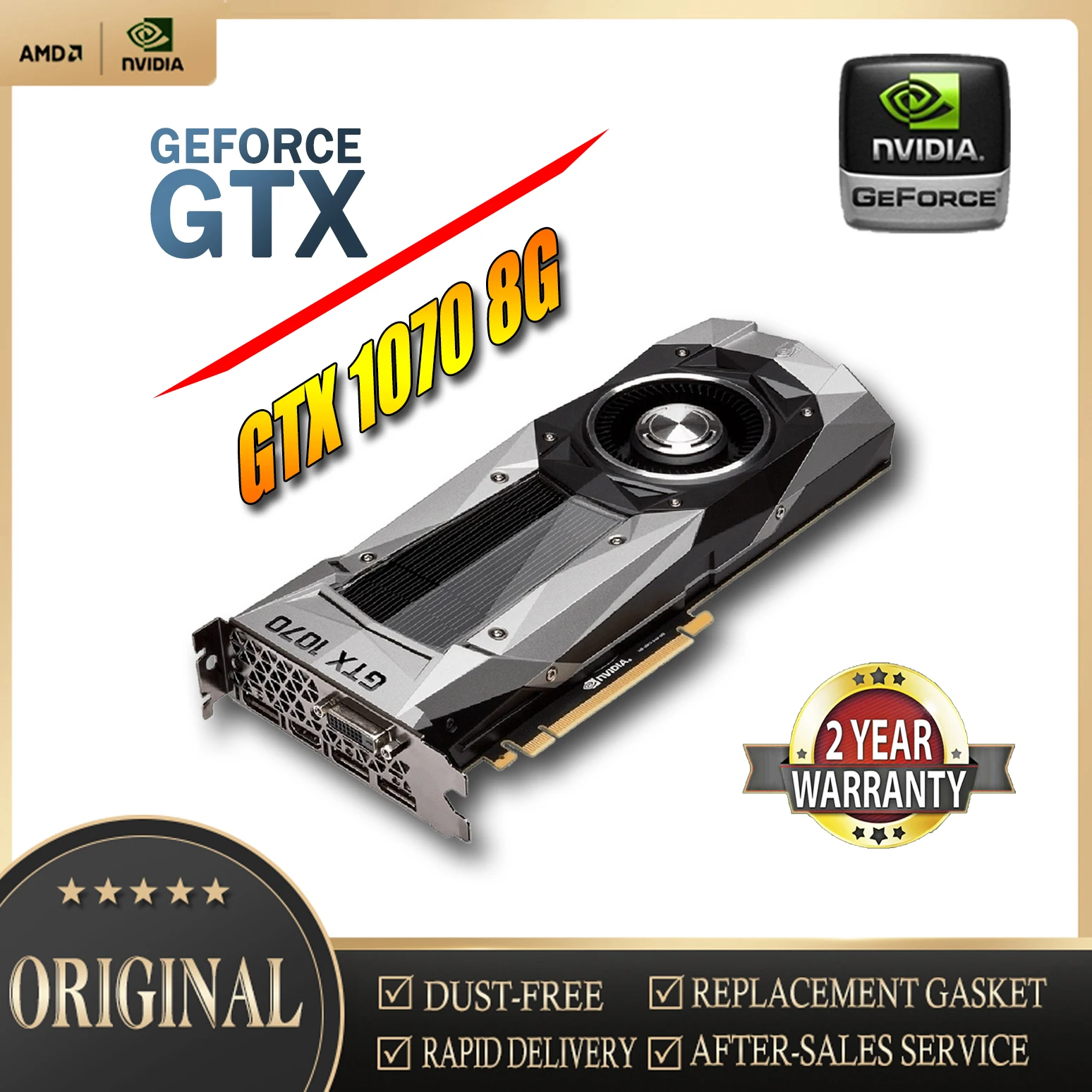 Видеокарты Geforce NVIDIA Founders Edition GTX1070 8G 256BIT с одним вентилятором, видеокарты TITAN, графическая карта, графический процессор