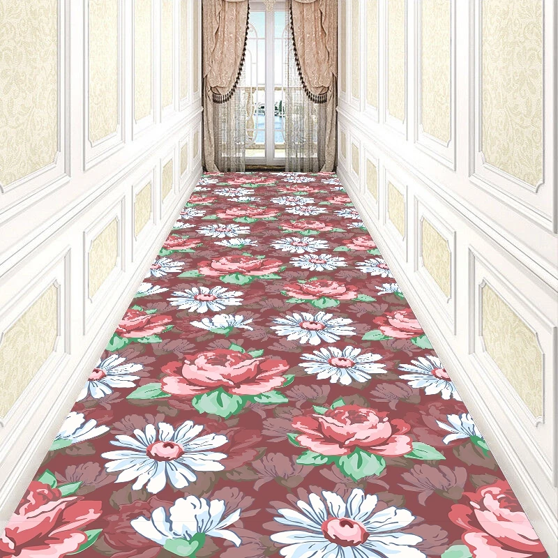 Reese Lobby Carpets Living Room Bedroom Rugs Spring Summer Decor Pink Roses White Chamomile Hallway Corridor Aisle Hall Entrance