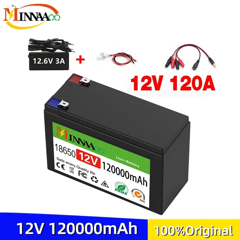 

New 12V 45Ah 50Ah 100Ah 120Ah lithium Battery Pack Lithium Iron Phosphate Batteries Built-in BMS For Solar Boat+12.6V Charger