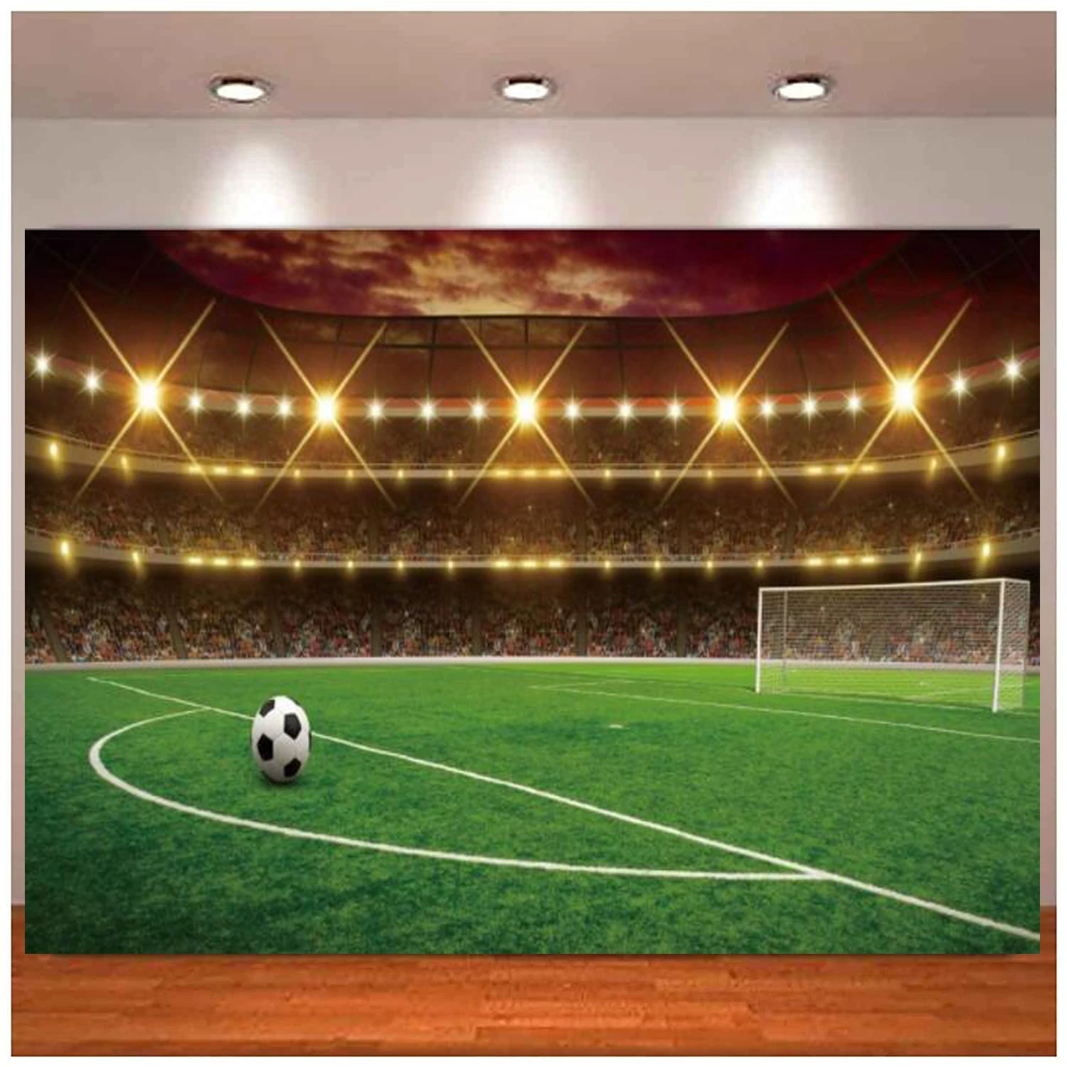 

Football Stadium Sports Photography Backdrop Birthday Party Background Green Glass Field Spotlight Lights Children Adult Club