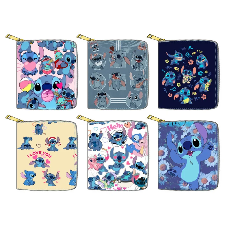 

Disney Lilo & Stitch Women's Wallet Student Cartoon Print PU Waterproof Multi-card Change Storage Portable Zipper Short Purse