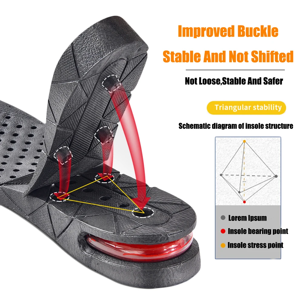 3-7.5cm Invisible Height Increase Insole for Men Women Adjustable Shoe Cushion Heel Lift Insert Taller Shock Absorption Foot Pad