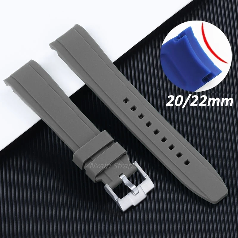 Силиконовый ремешок для часов 20 мм 22 Omega Moonswatch с изогнутым концом женский и