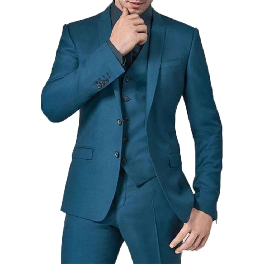 

Slim Boyfriend Suits for Men 3 piece Peaked Lapel Wedding Groom Tuxedos 2020 Man Fashion Clothes Set Jacket Vest with Pants