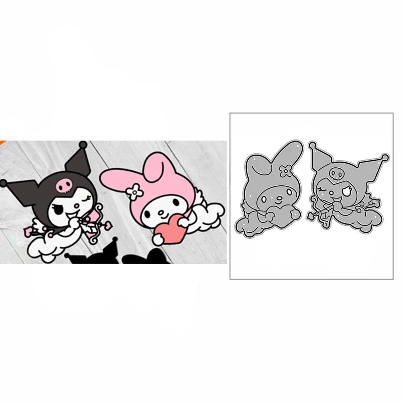 2022 New Two Cupid Rabbits Cutting Dies For Scrapbooking Paper Craft And Halloween Card Making Embossing Decor No Stamps