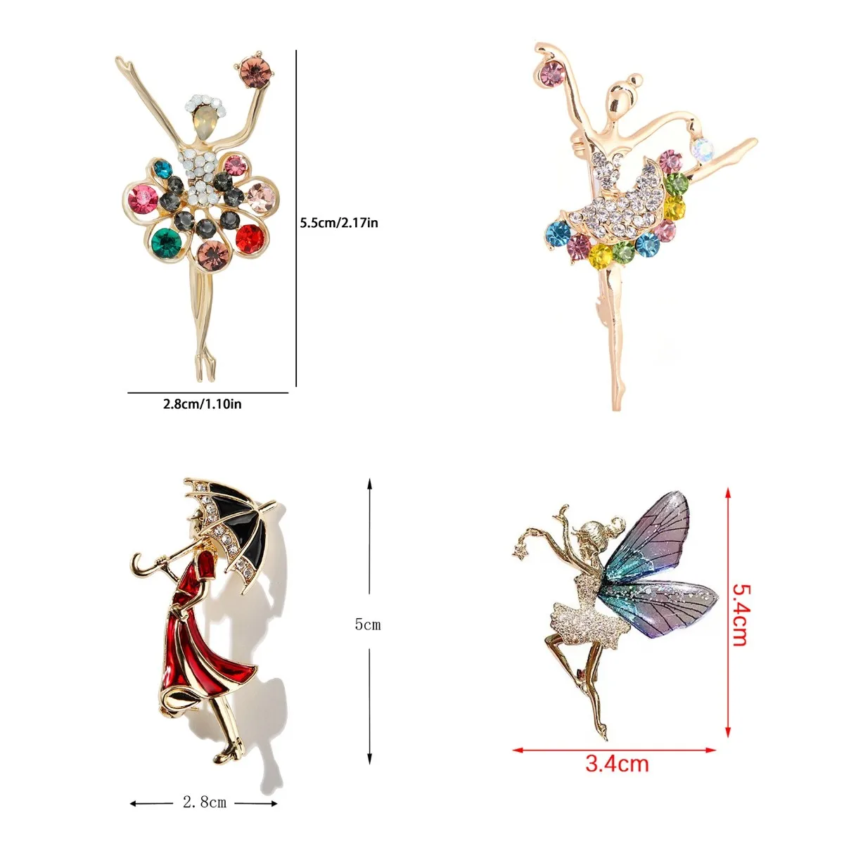 

1PC Exquisite Crystal Ballet Dancer Brooches Jewelry Pins For Women's Brooch Pin Decorative Suit Clothing Badges
