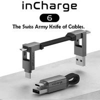 incharge 6 cabel adapter data transfer power charge for usb to usb c lightning type c micro usb magnetic keyring converter