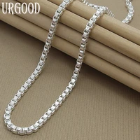 925 sterling silver 4mm square lattice chain necklace for women men party engagement wedding fashion jewelry