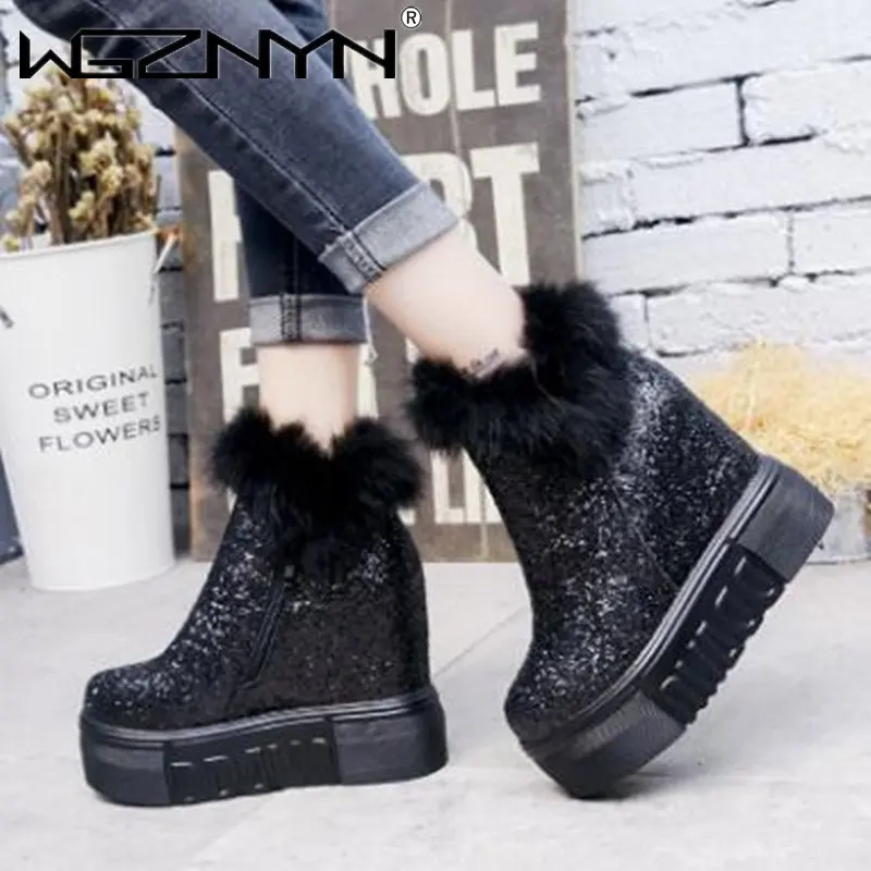 

Зимние ботинки, женские зимние ботинки, женская обувь, женские ботинки, модные ботинки на танкетке на толстой подошве, 2023, теплые Нескользящ...