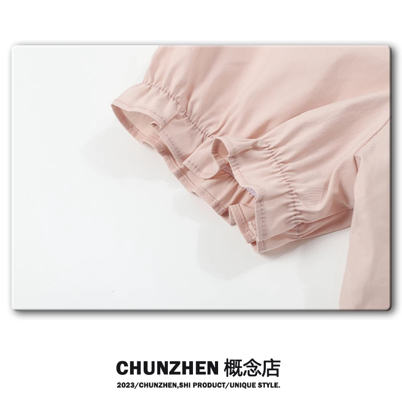 Chunzhen Summer Bubble Lapel Lace Short sleeve Shirts Cute Girl 2023 Spring All-Matching Shirt