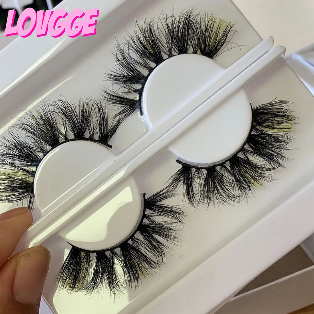 

LOVGGE Lashes Bulk Wholesale Fake Eyelashes Make Up Natural Lashes 18MM Black with Color Wispy Fluffy Free Drop Shipping
