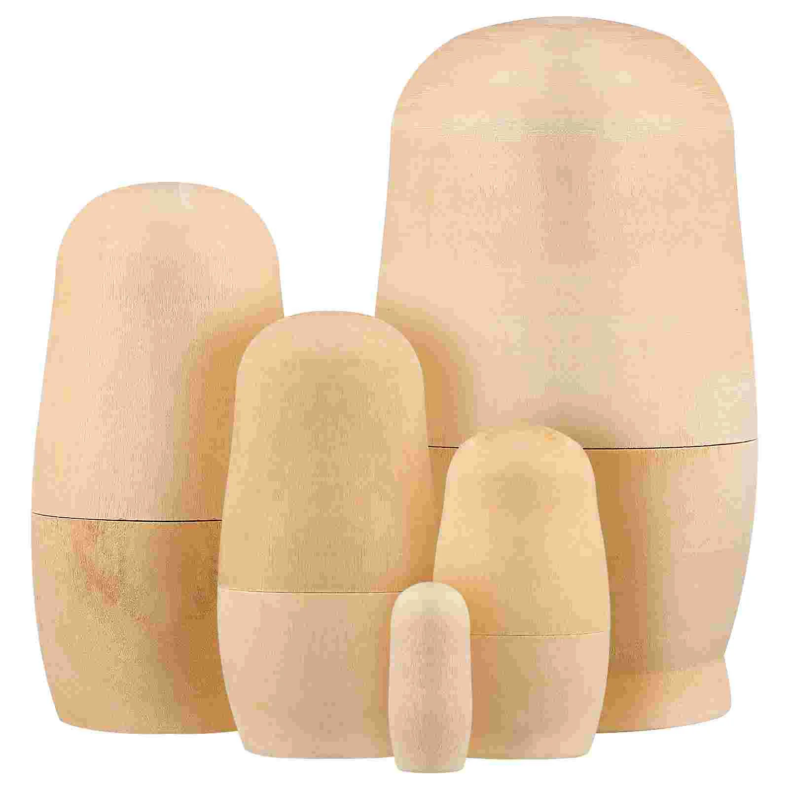 

STOBOK 5pcs DIY Matryoshka Dolls Unpainted Wooden Russian Nesting Dolls for Crafting