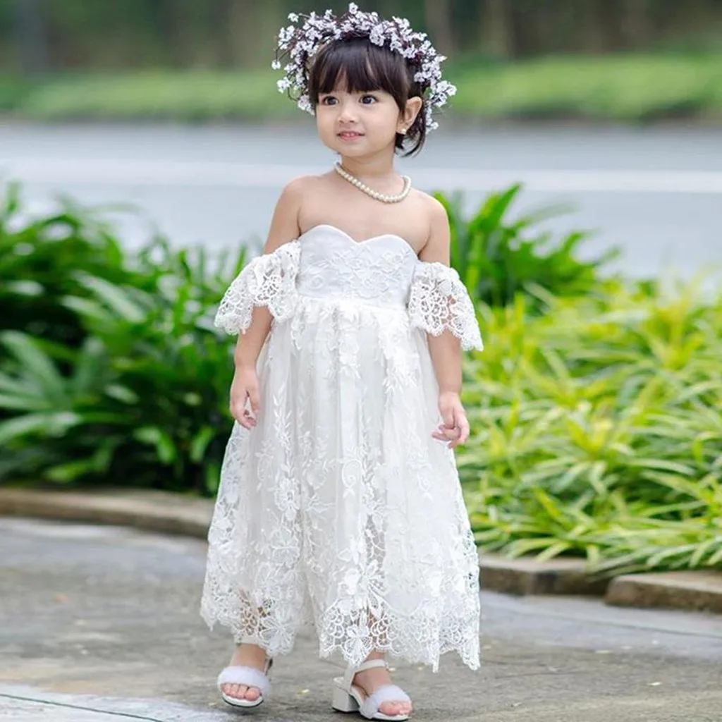 

Pageant Girls Baby Dress Toddler Shoulder Dresses Lace Party Princess Kids Off Girls Dresses Plaid Dress for Big Girls