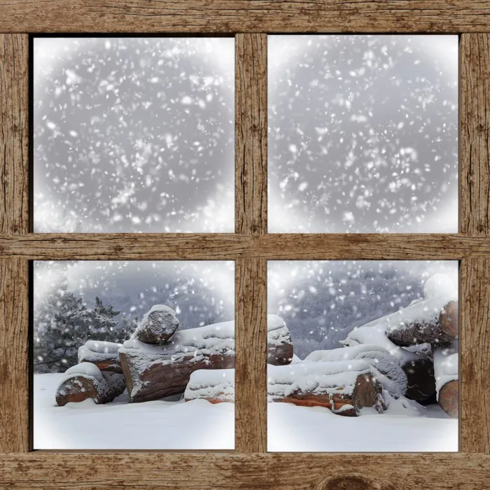 

3D Wooden Window Winter Snowing Wall Decal Art Photo waterproof Removable Wallpaper Forest Mural Sticker Vinyl Home Decor